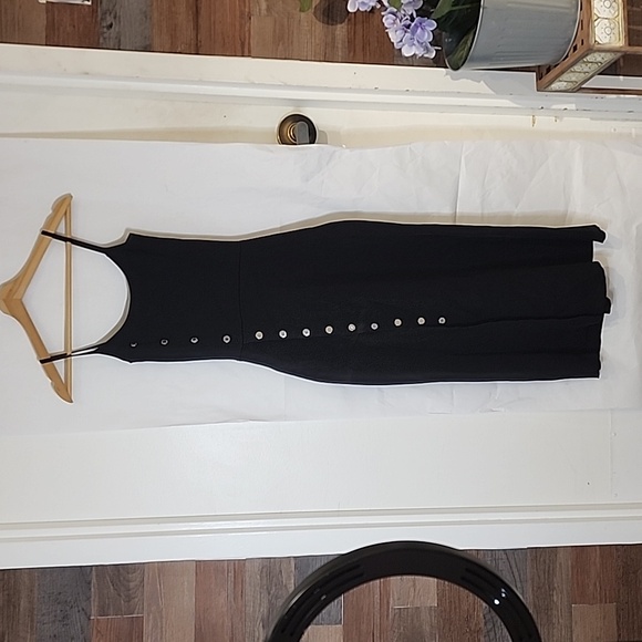 Sandro Paris Spaguetti Strap Midi Dress with Silver Buttons size 34 - Picture 1 of 6